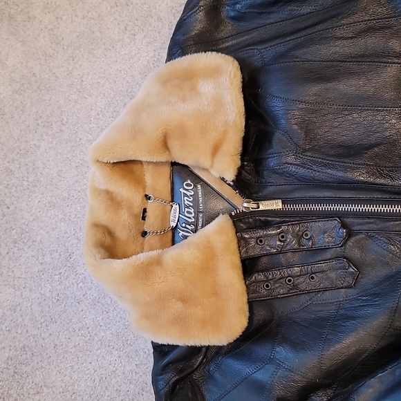 Vilanto Authentic Leather Bomber Jacket Faux Shearling Lined Men’s Large - Picture 4 of 10